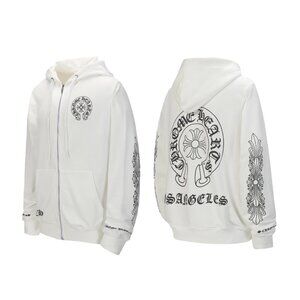 Chrome Hearts White Zip-Up Hoodie